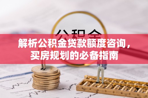 宁安解析公积金贷款额度咨询，买房规划的必备指南